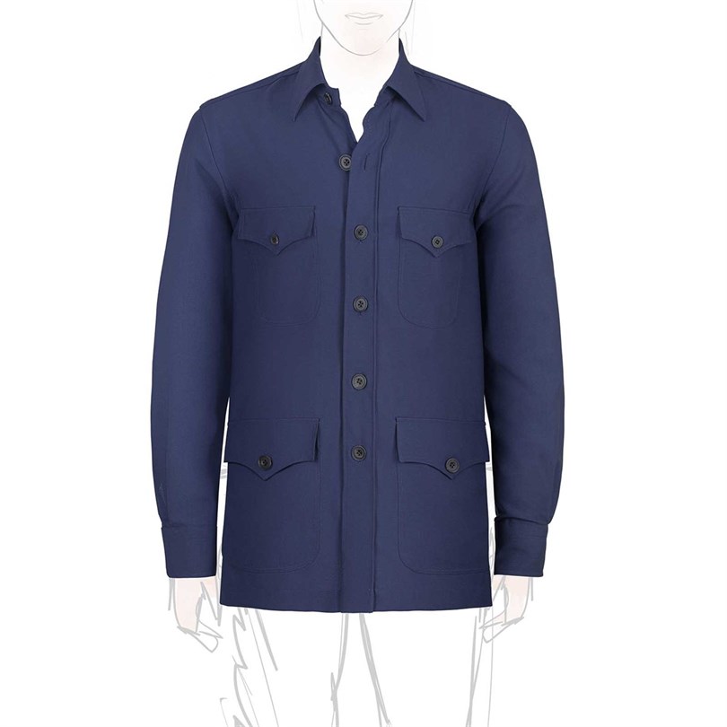 Blue hopsack safari jacket
