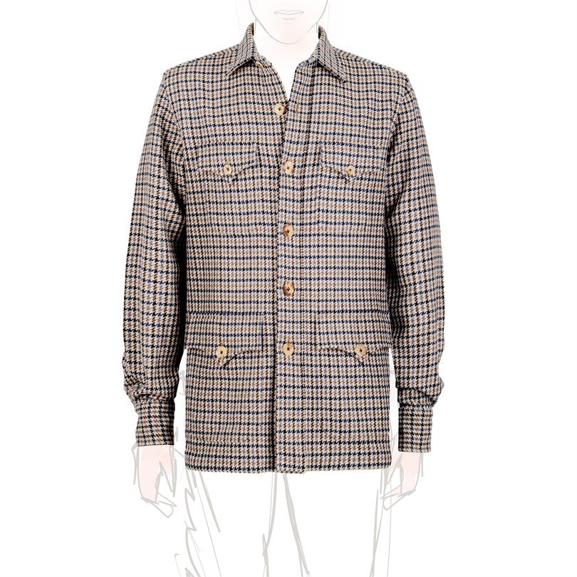 Vintage Archive wool safari jacket in beige pied de poule