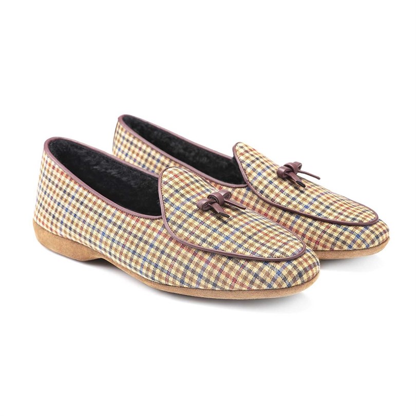 Vintage archive brown checked slippers