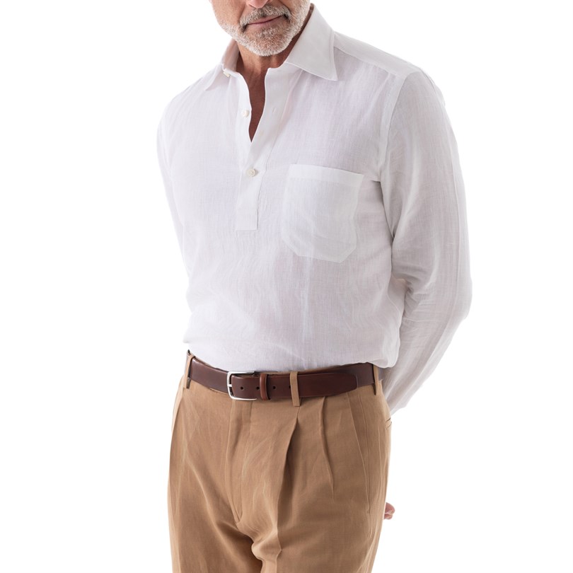 Vintage archive polo in lino bianca