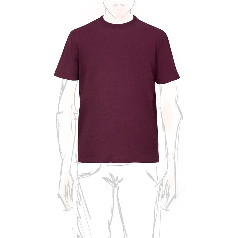 T-shirt manica corta in maglia vino