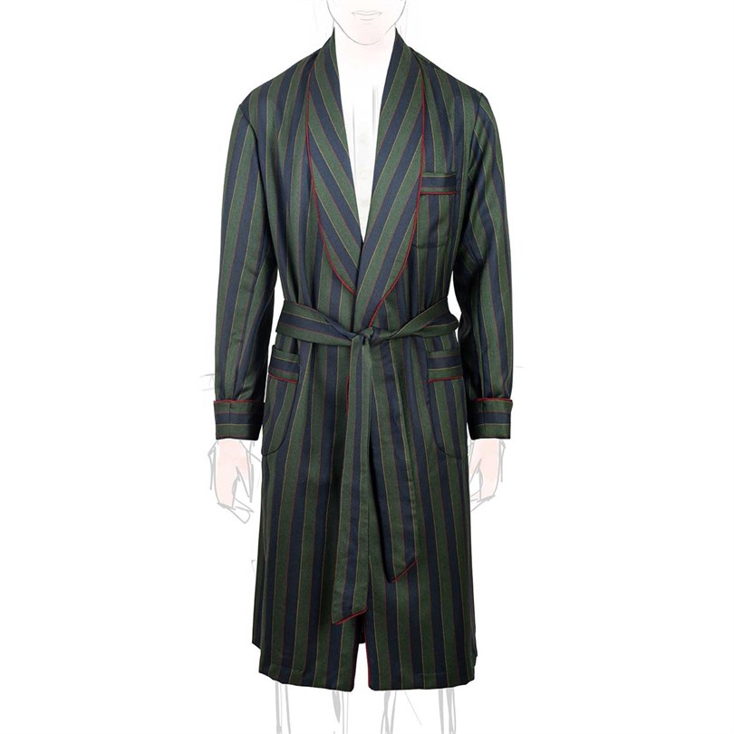 Vestaglia in lana e cashmere rigata