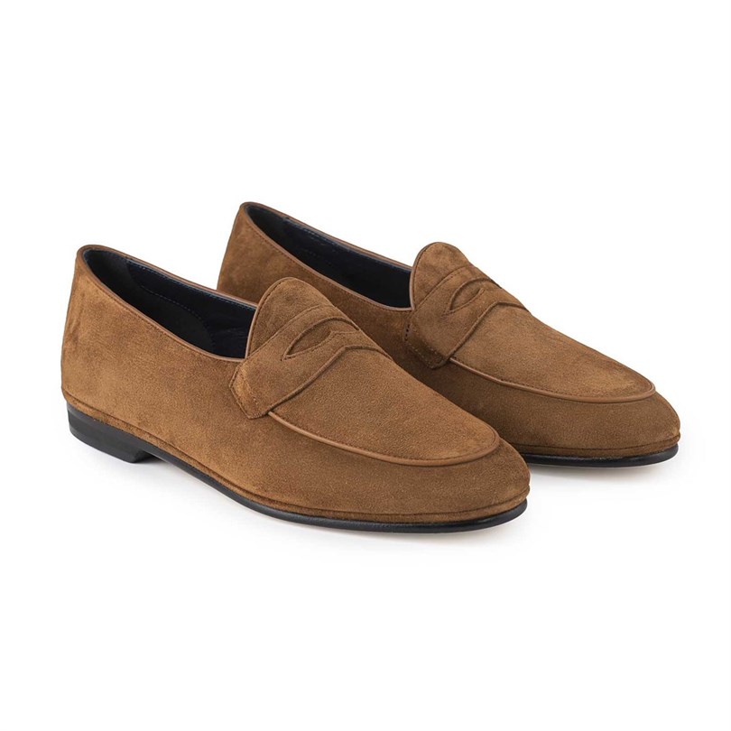 Tobacco suede loafers