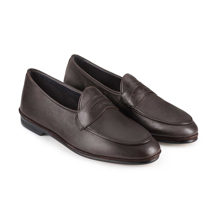Brown leather loafer