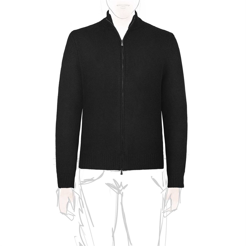 Black cashmere sweater with zip
