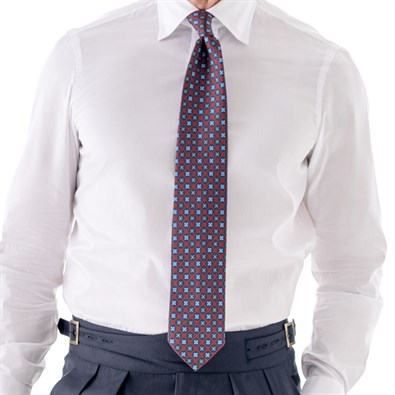 Bordeaux silk twill tie with floral print
