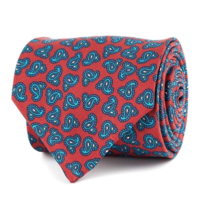 Cravatta in twill di seta bordeaux con stampa paisley