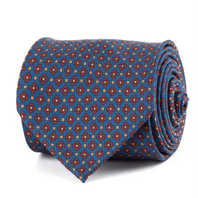 Bluette silk twill tie with floral print