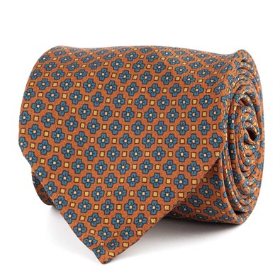 Mattone silk twill tie with floral print