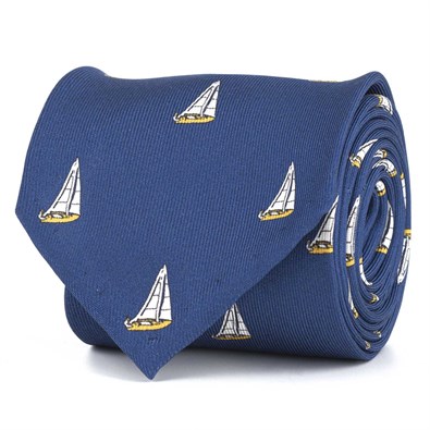 Silk twill tie with yellow sail print