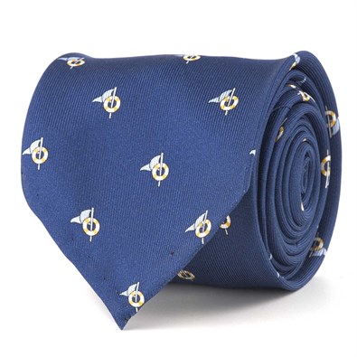 Light blue silk twill tie with dolphin print