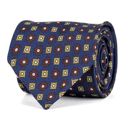 Bluette silk twill tie with floral print 