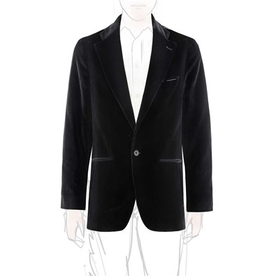 Single-breasted black velvet jacket