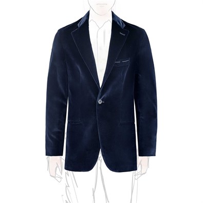Single-breasted midnight blue velvet jacket