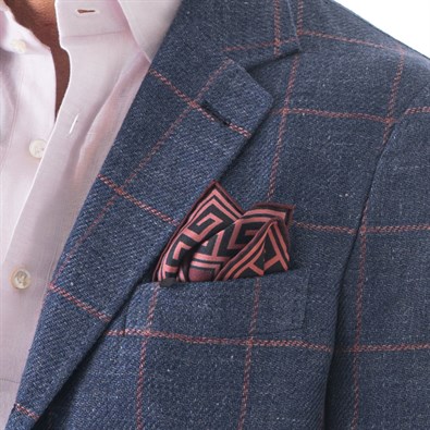 Artemide and Apollo pocket square in burgundy