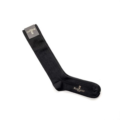 Black wide-ribbed socks