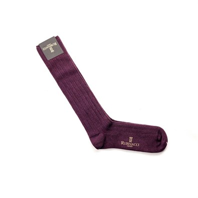 Prune wide-ribbed socks