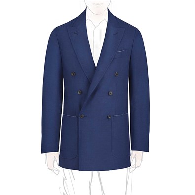 Giacca doppiopetto in lana blu super leggera