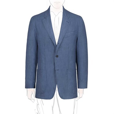 Blue herringbone wool and silk jacket