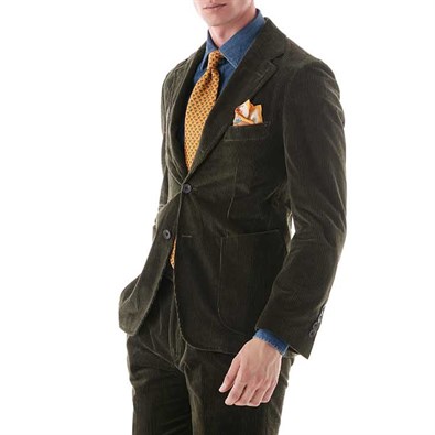 Green velvet single-breasted jacket