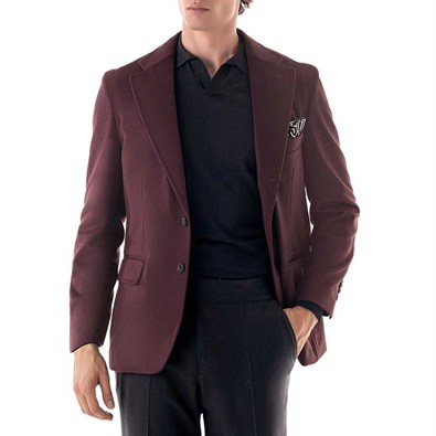 Plum cashmere single-breasted jacket