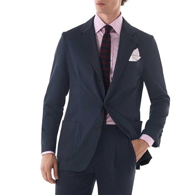 Blue silk single-breasted jacket