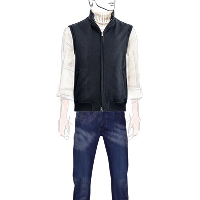 Blue cashmere outdoor vest