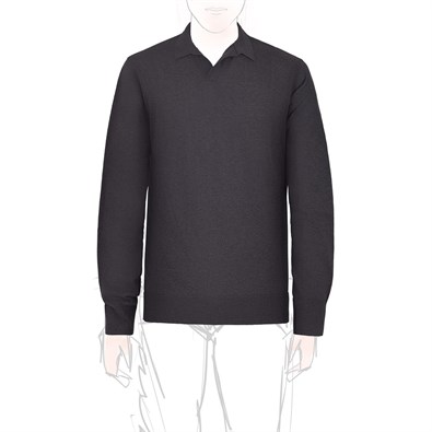 Gray long sleeves knitwear polo shirt