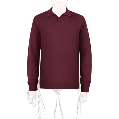 Wine long sleeves knitwear polo shirt