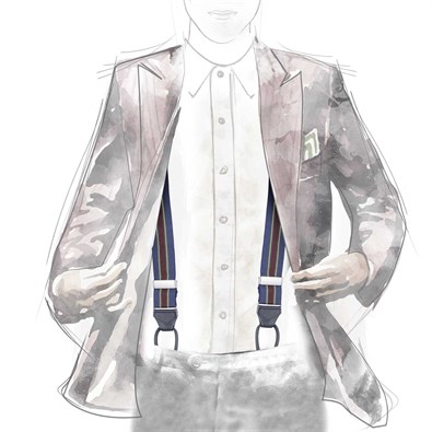 Bretelle rigate verde e vino