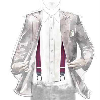 Bretelle rigate blu e bordeaux