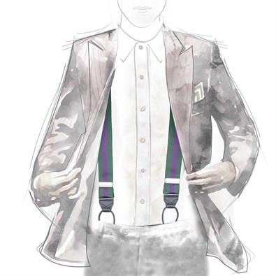 Bretelle rigate viola e verde