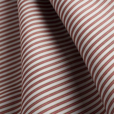 Popeline  Beige con riga rossa e ocra.