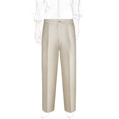 Beige herringbone linen leisure pants