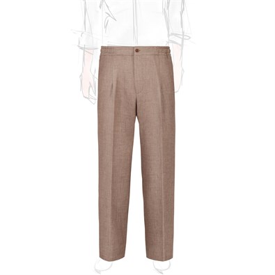 Pantalone leisure in misto lino spigato sabbia