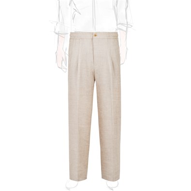 Pantalone leisure in misto lino spigato beige