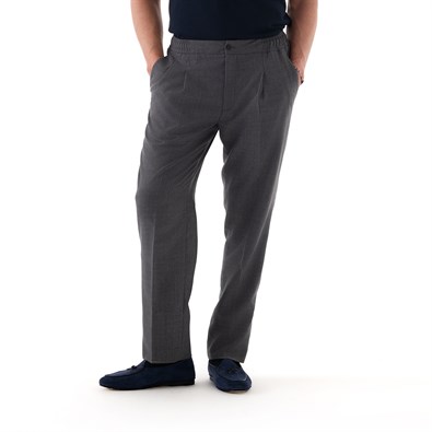 Pantalone leisure in lana hopsack grigio