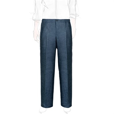 Pantalone leisure in lino spigato blu