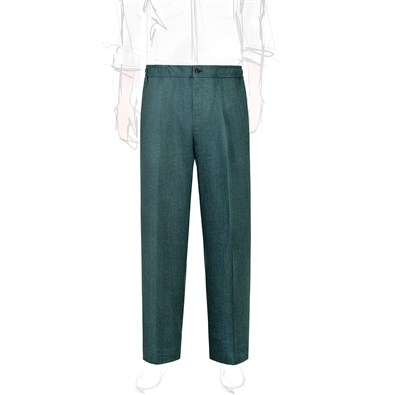 Pantalone leisure in lino spigato verde