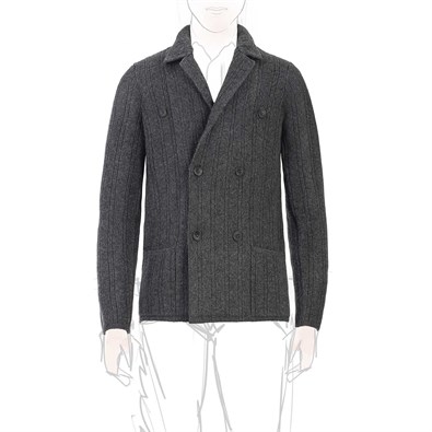 Double breasted gray cashmere cardigan jacket