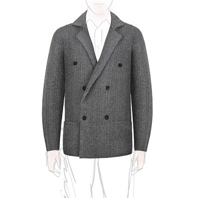 Double breasted gray cashmere cardigan jacket