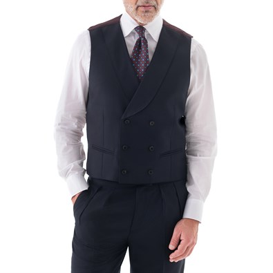 Blue tasmanian wool double-breasted waistcoat “green certified”