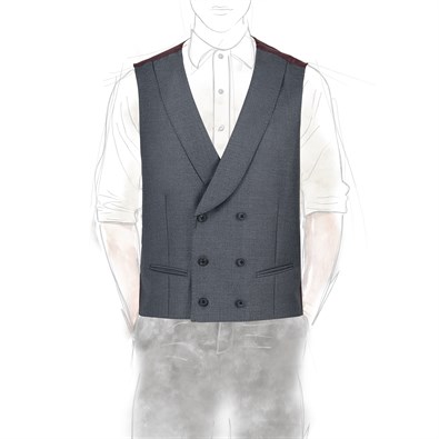 Dark gray tasmanian wool double-breasted vest "green certified" 