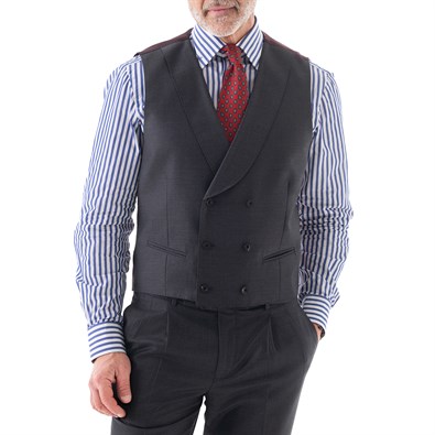 Dark gray tasmanian wool double-breasted vest "green certified" 