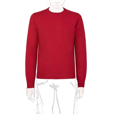 Red cashmere crew-neck sweater