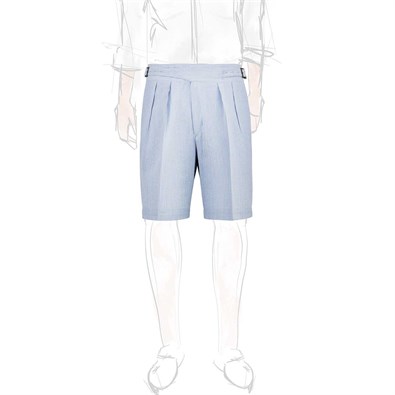  Light blue striped wool and silk manny shorts