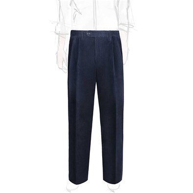 Night blue 2 pleated corduroy trousers