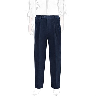 Blue 2 pleated corduroy trousers