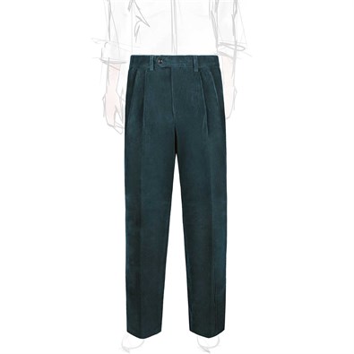 Teal pleated corduroy trousers