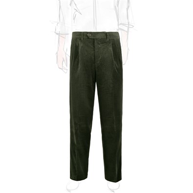 Double-pleat Modluca trousers in green corduroy